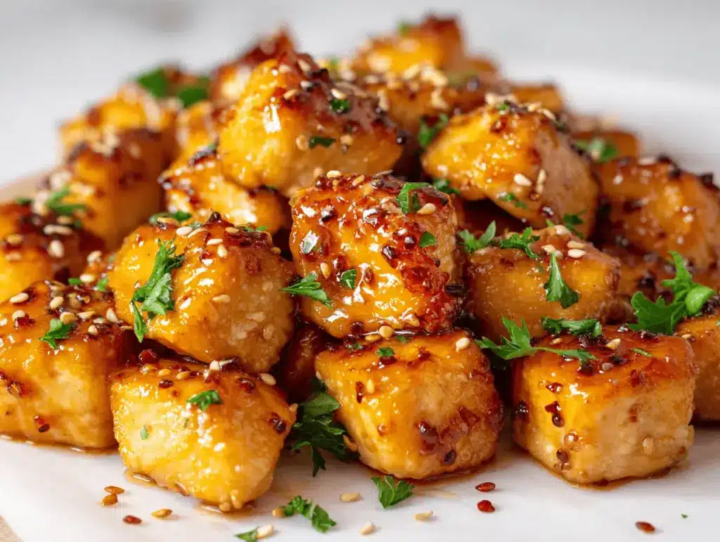 air fryer honey garlic chicken bites - featured image