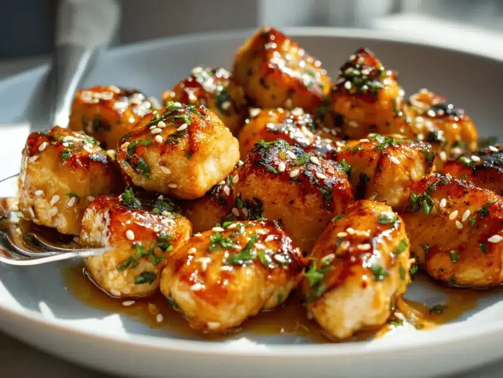 air fryer honey garlic chicken bites - featured image