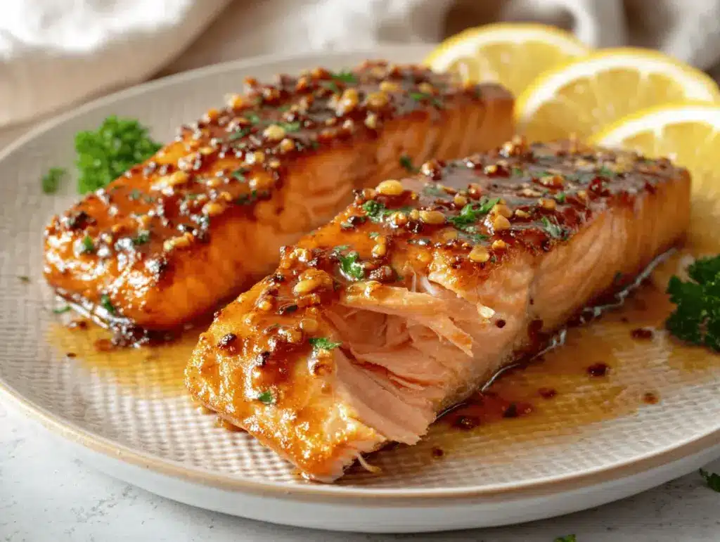 air fryer honey garlic salmon - featured image
