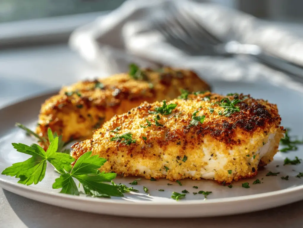 air fryer parmesan crusted chicken breast - featured image