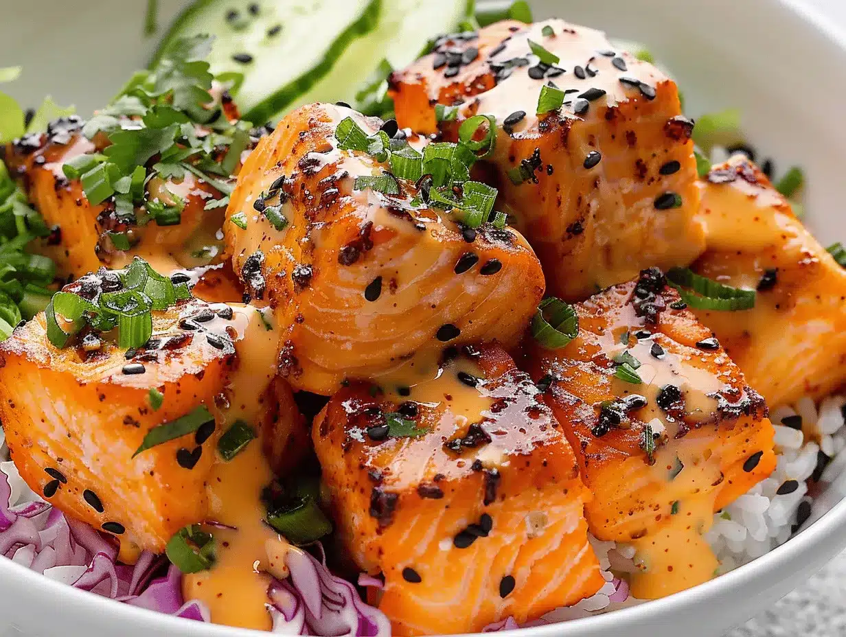 bang bang salmon bites bowls preparation steps