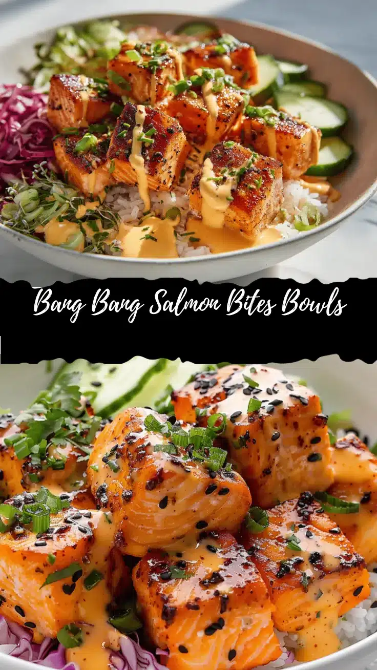 bang bang salmon bites bowls recipe