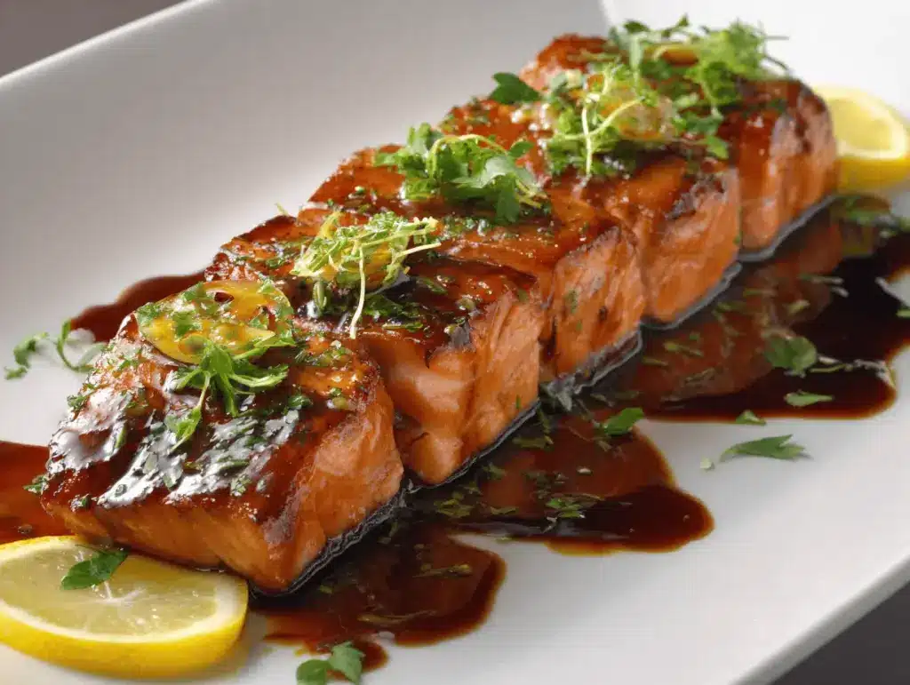 brown sugar soy glazed salmon - featured image