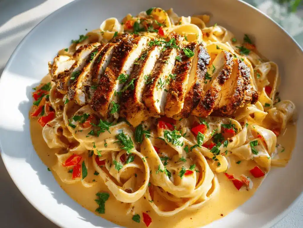 creamy Cajun chicken fettuccine pasta - featured image