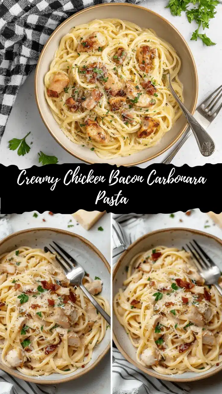creamy chicken bacon carbonara pasta recipe