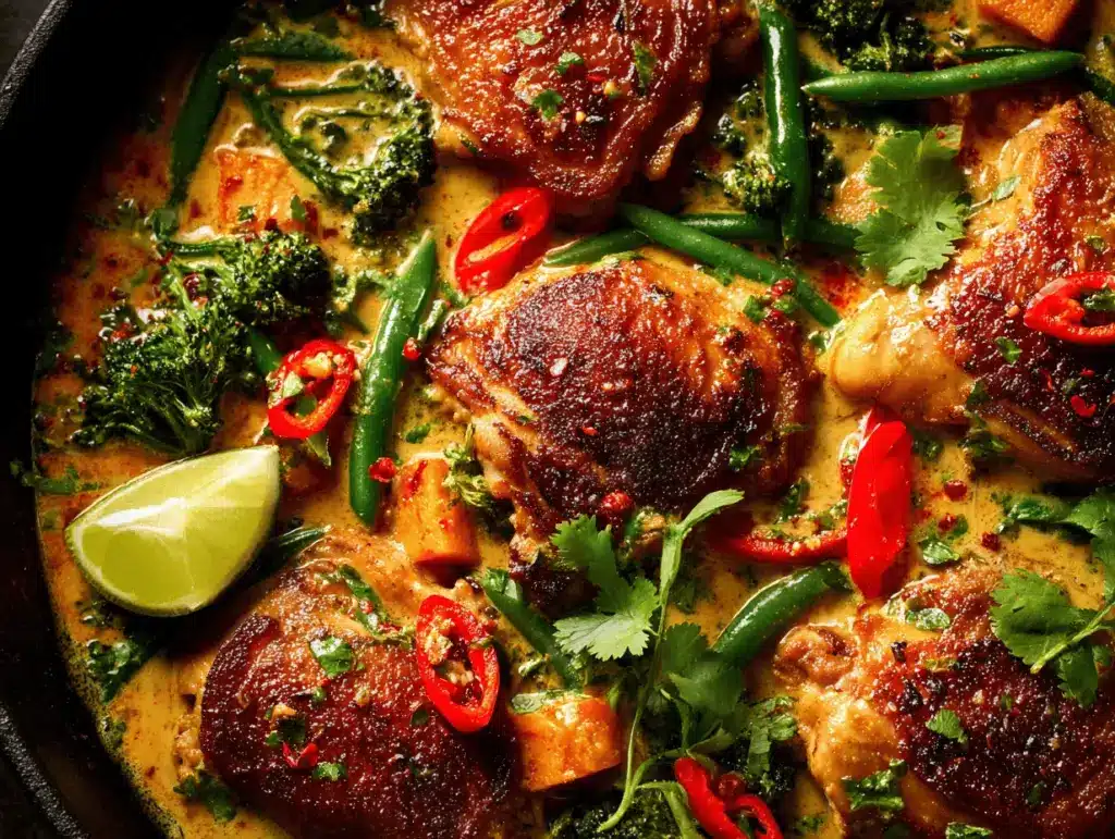 creamy coconut chicken curry skillet - featured image