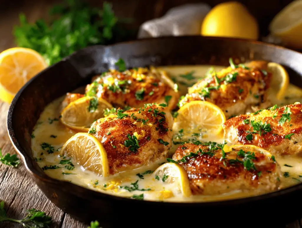 creamy lemon butter chicken skillet - featured image