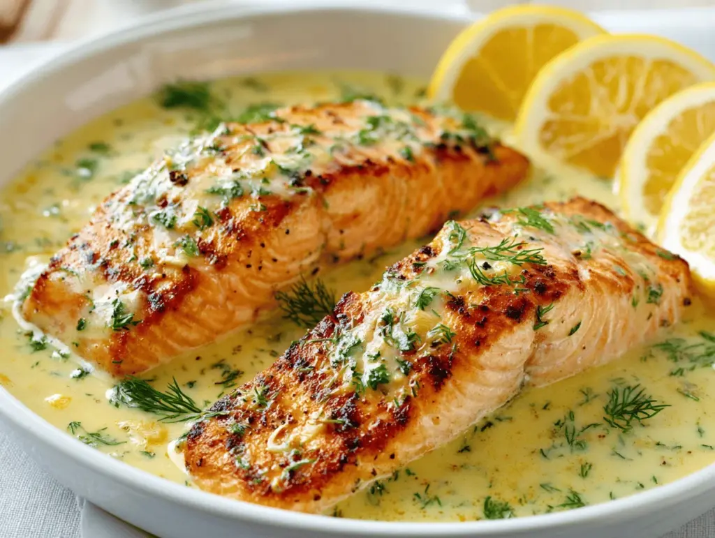 creamy lemon butter salmon - featured image