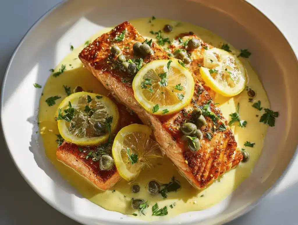 creamy salmon piccata - featured image