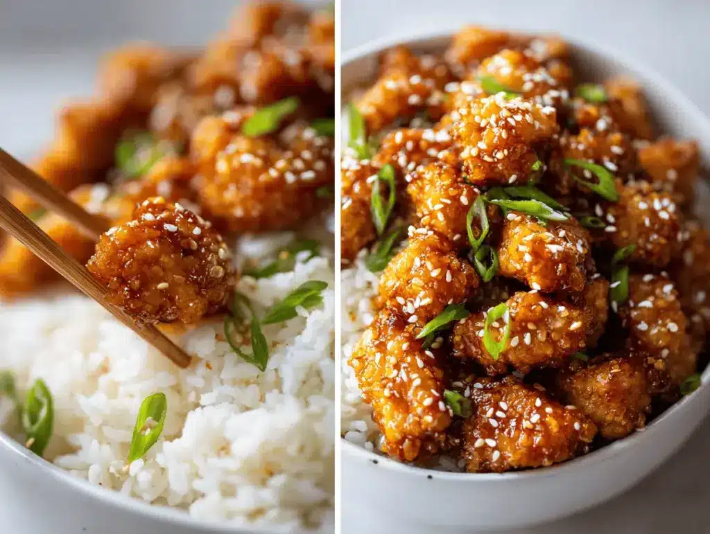 crispy honey garlic chicken bites - featured image