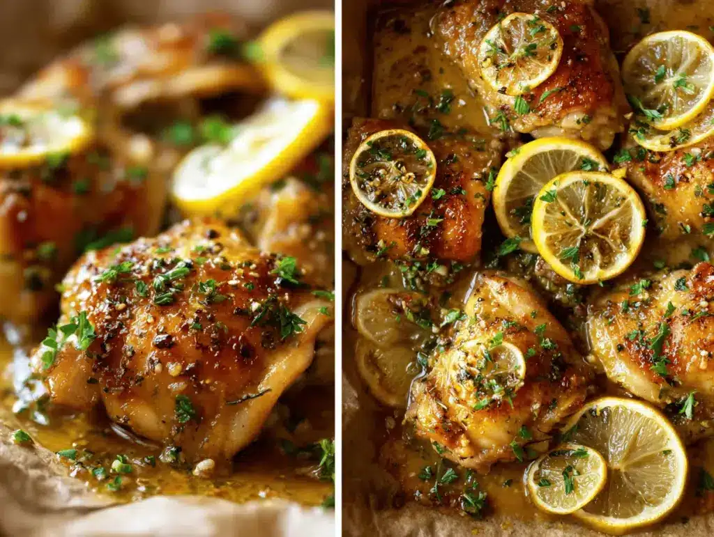 garlic butter lemon chicken thighs - featured image