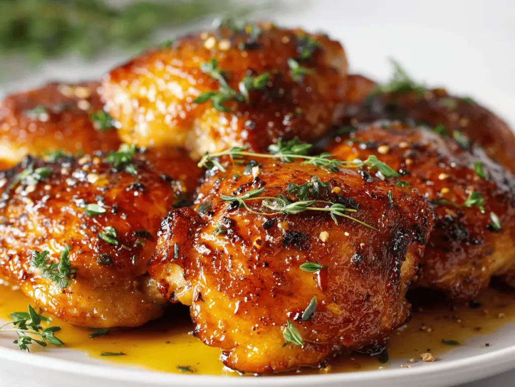 honey garlic herb butter chicken thighs - featured image