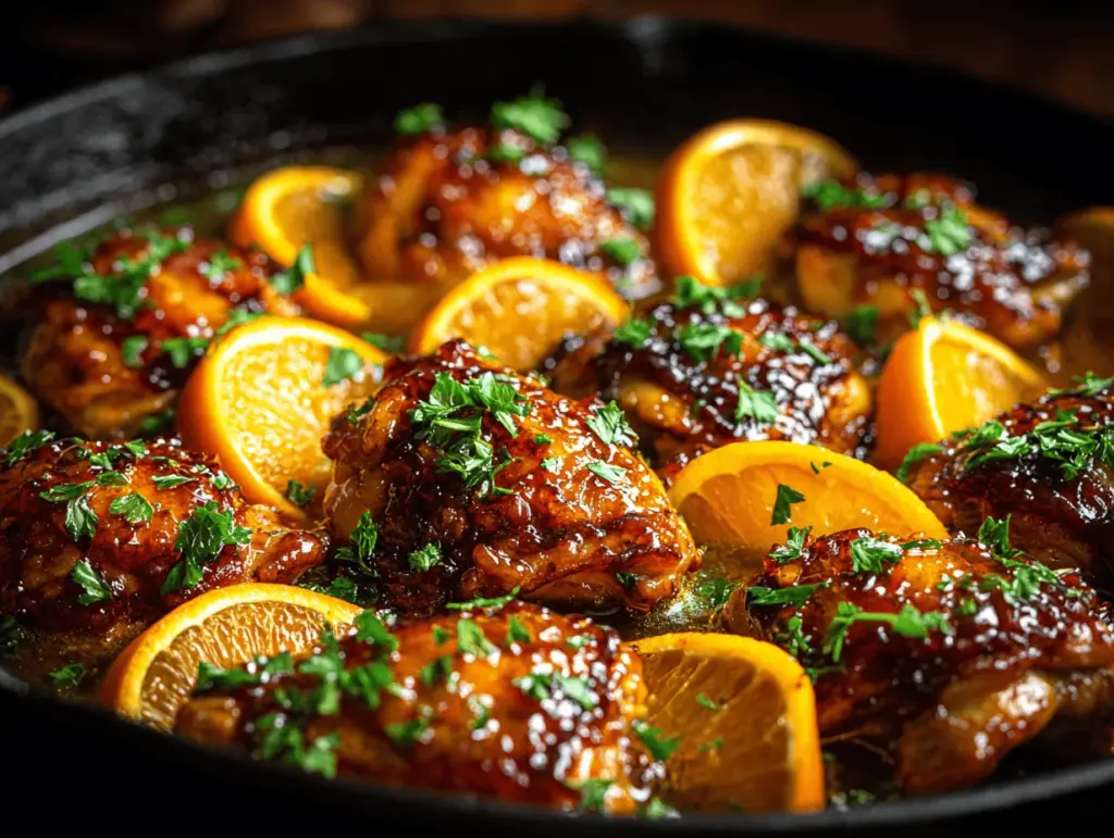 honey orange glazed chicken skillet - featured image