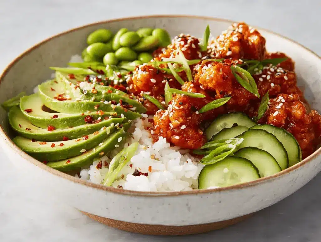 honey Sriracha crispy chicken rice bowls - featured image