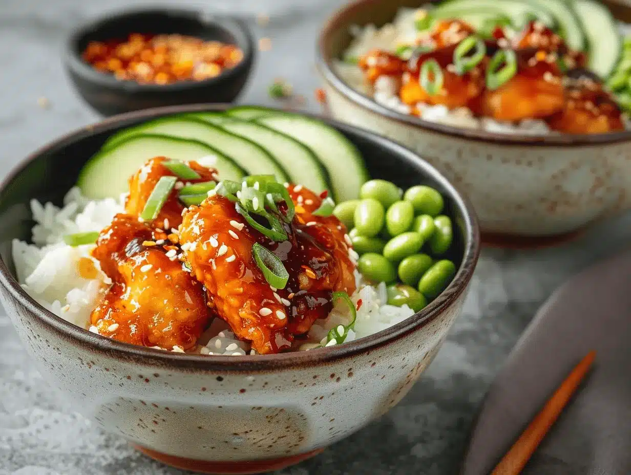 honey Sriracha crispy chicken rice bowls preparation steps