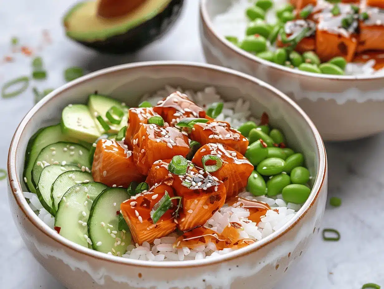 honey sriracha salmon bowls preparation steps
