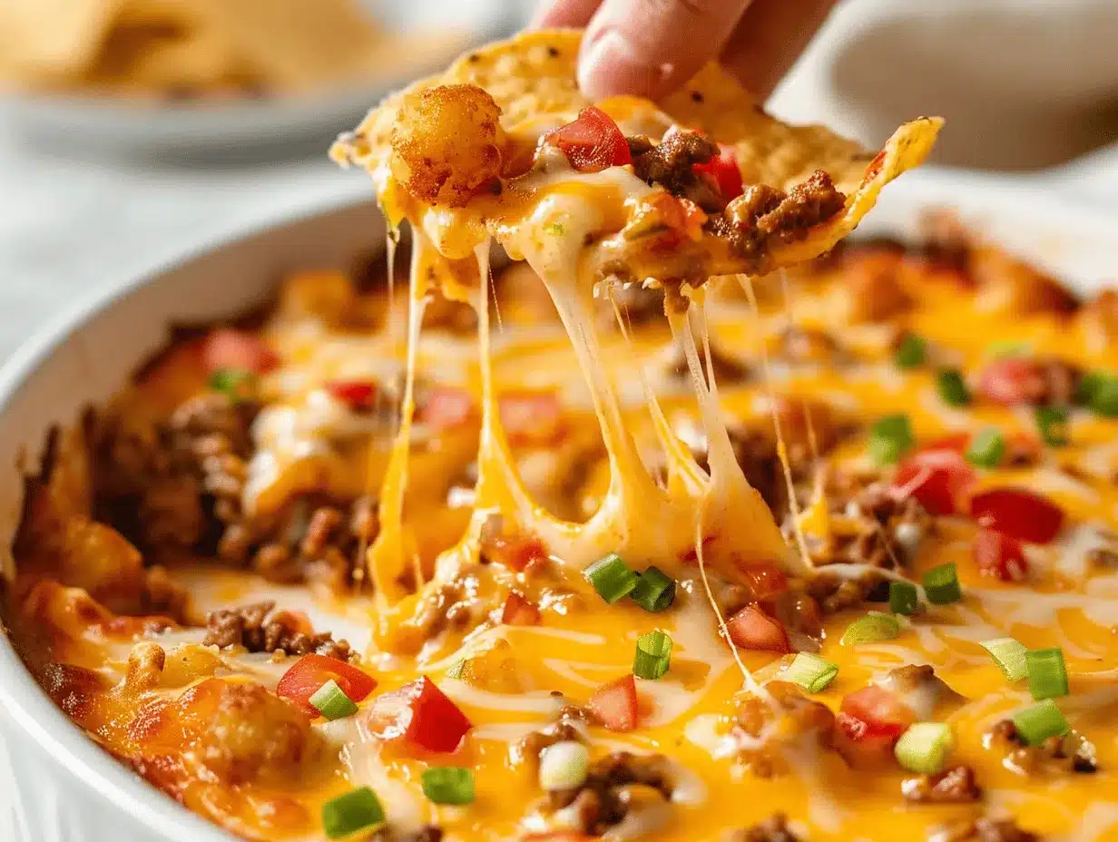 loaded taco tater tot casserole dip preparation steps