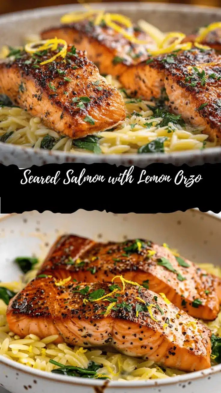 seared salmon with lemon orzo recipe