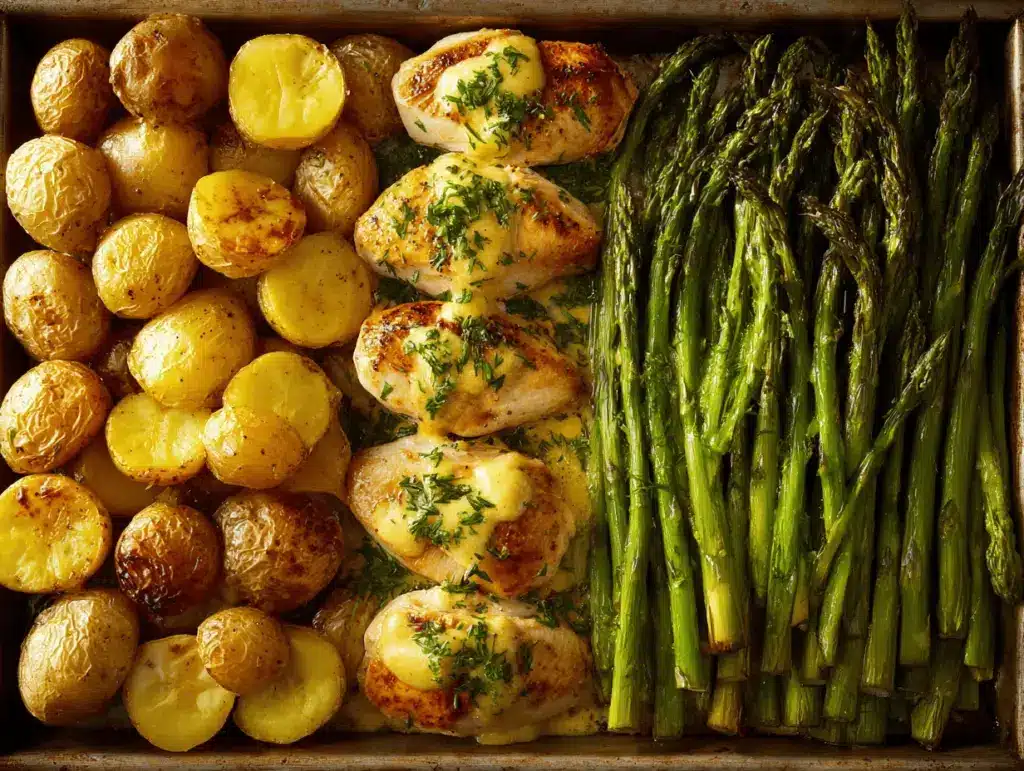 sheet pan creamy herb chicken - featured image