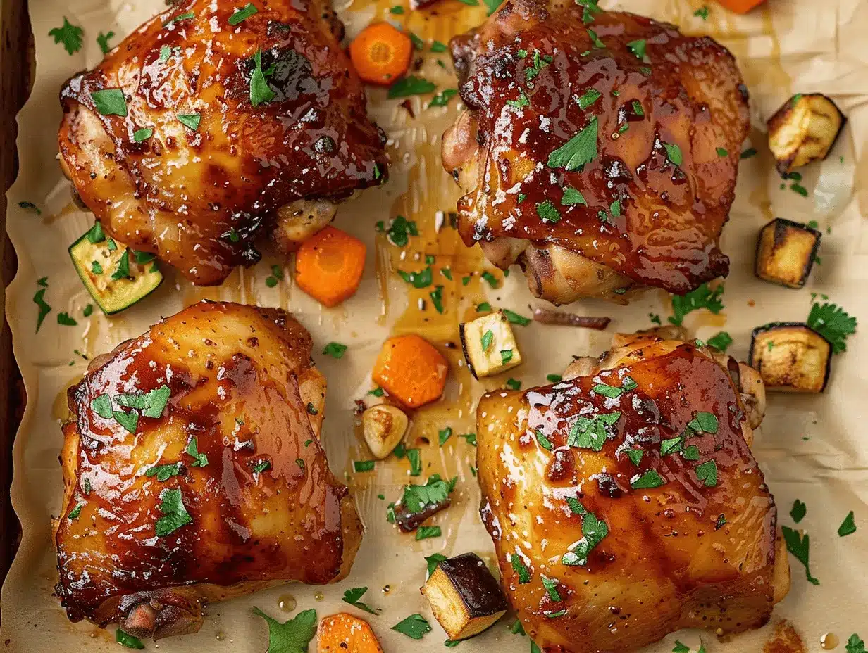 sheet pan honey garlic chicken thighs preparation steps