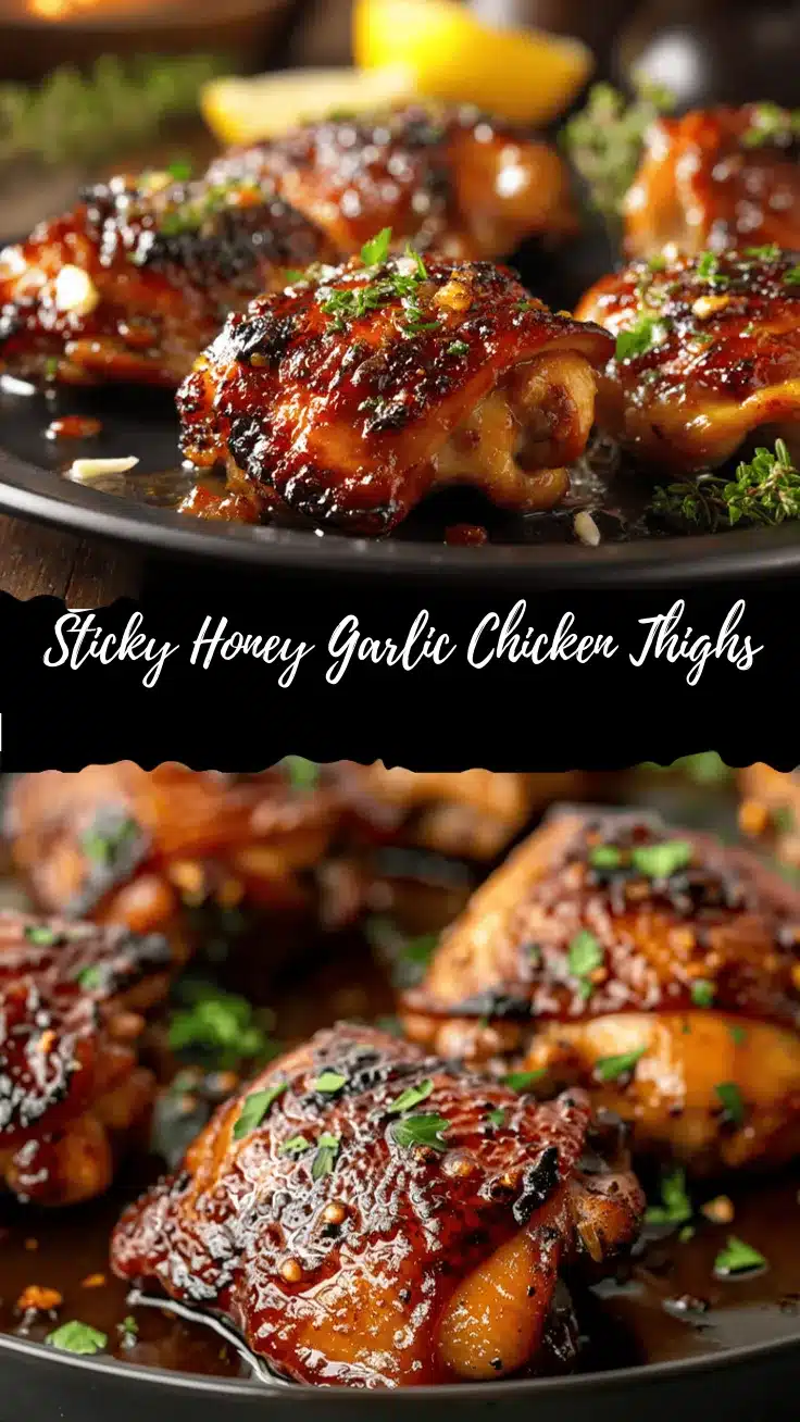 sticky honey garlic glazed chicken thighs recipe