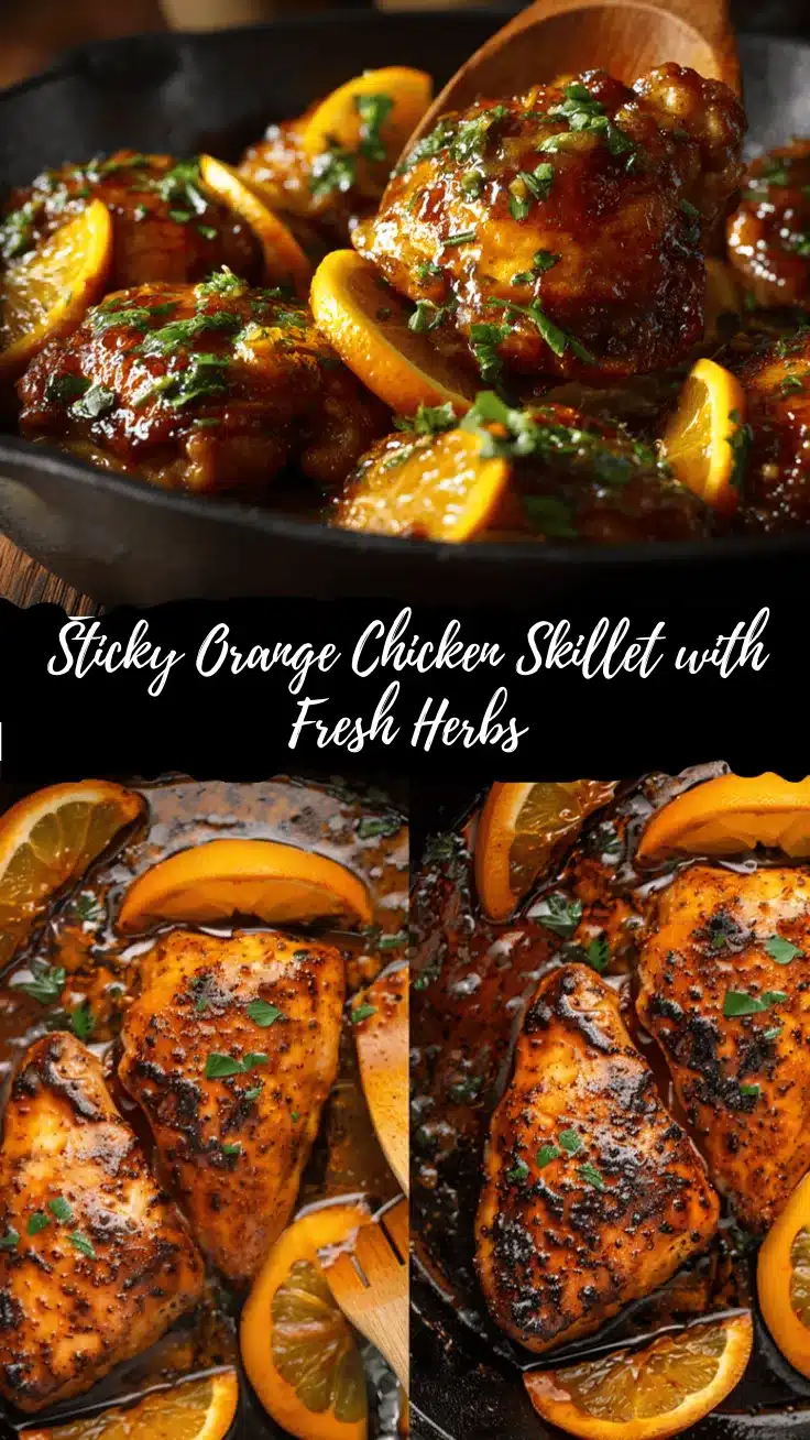 sticky orange glazed chicken skillet recipe