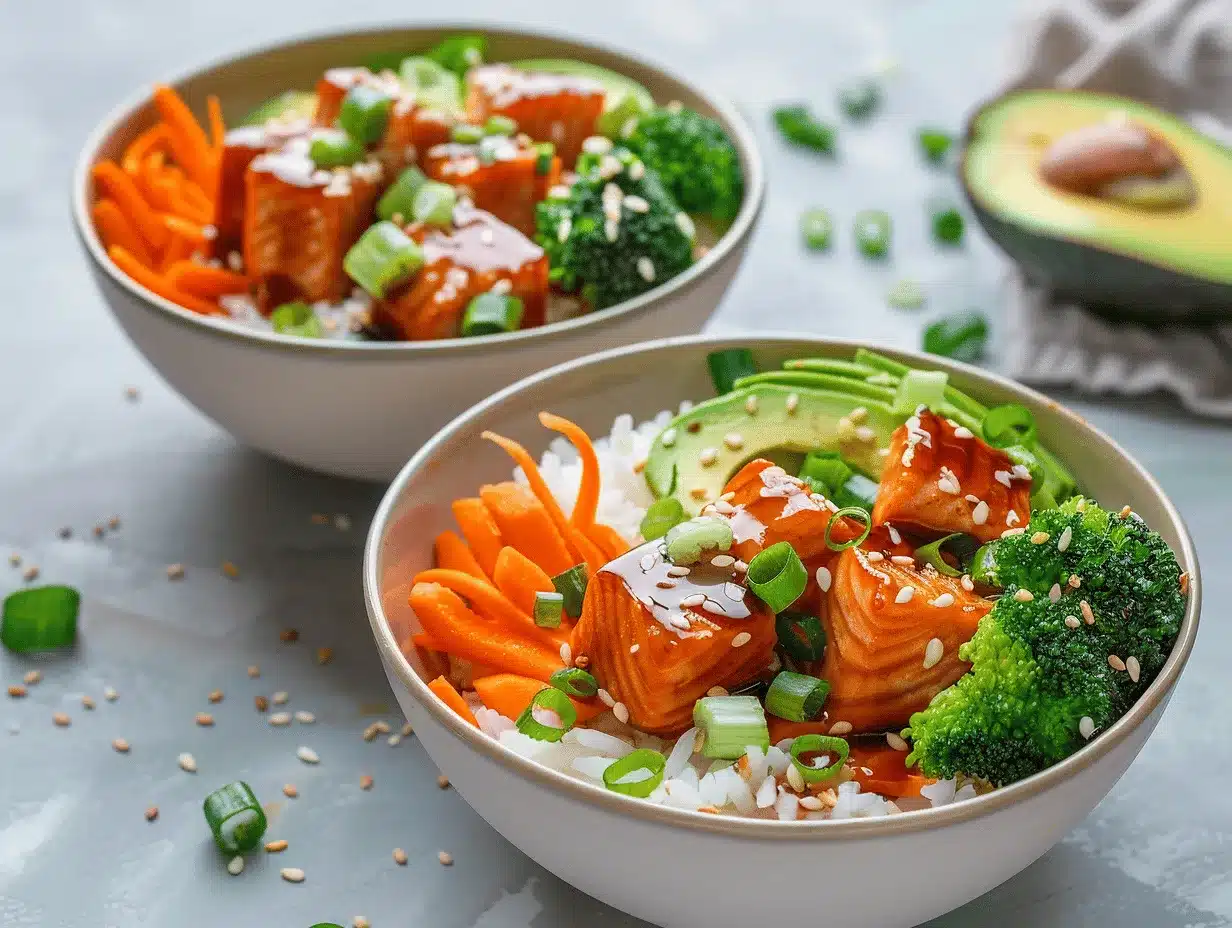 teriyaki glazed salmon bowls preparation steps