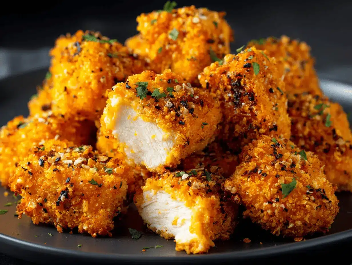 air fryer ranch-crusted chicken bites preparation steps