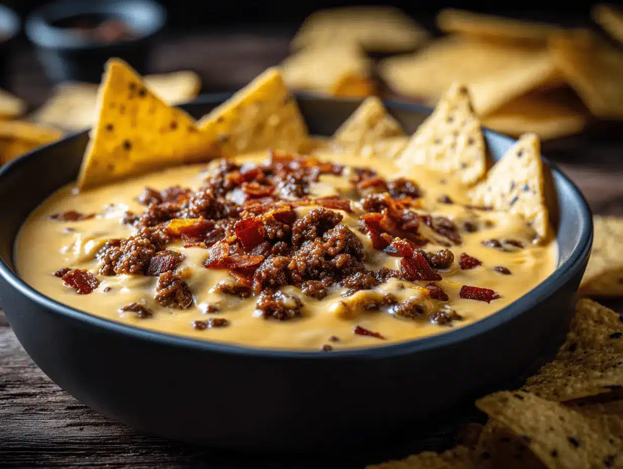 bacon cheeseburger queso dip preparation steps