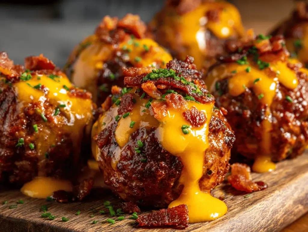 bourbon bacon cheeseburger meatballs - featured image