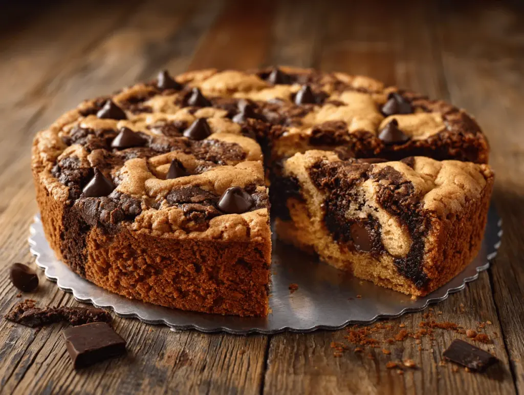 brookie chocolate chip cookie cake - featured image