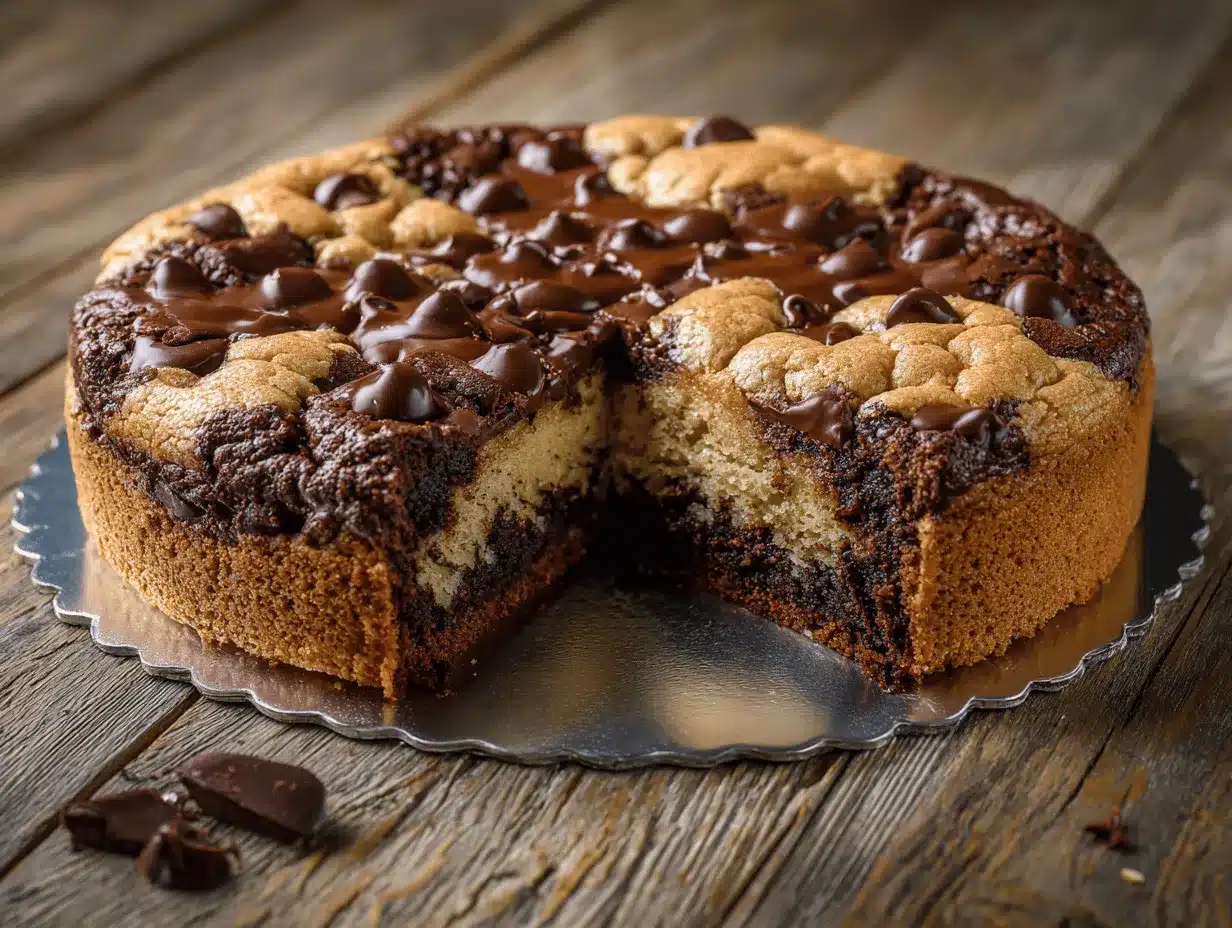 brookie chocolate chip cookie cake preparation steps