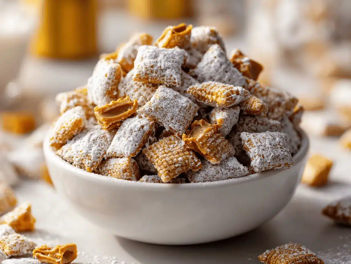 Butterfinger Puppy Chow Snack Mix preparation steps