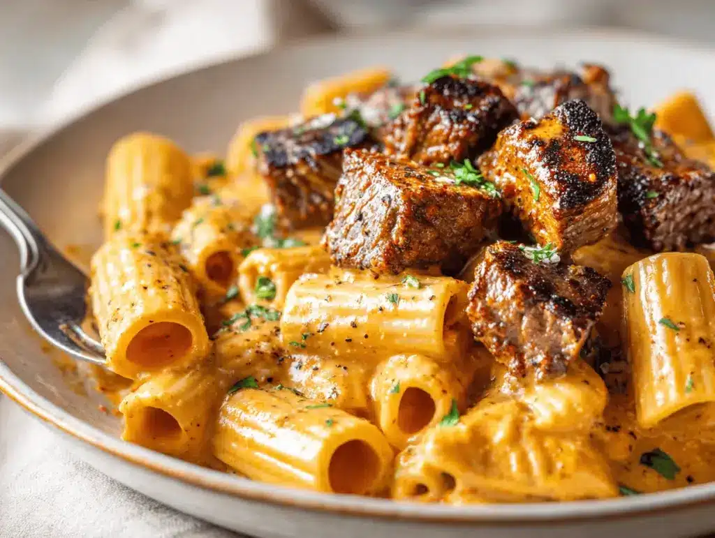 Cajun steak tips rigatoni - featured image