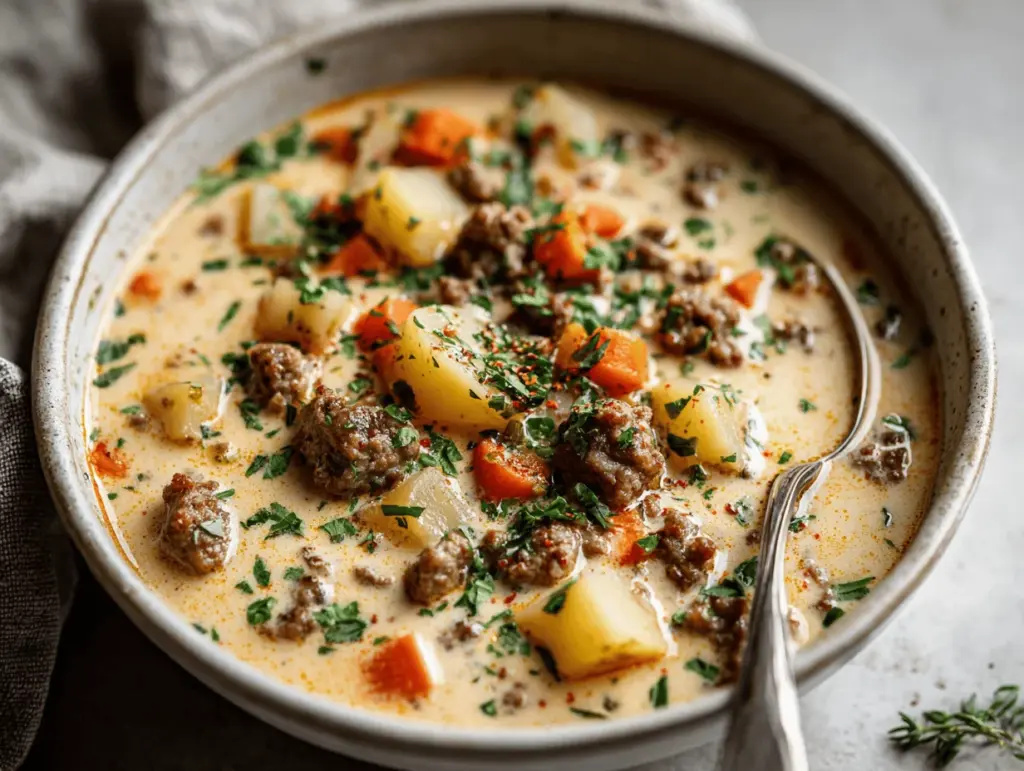 creamy sausage potato soup - featured image