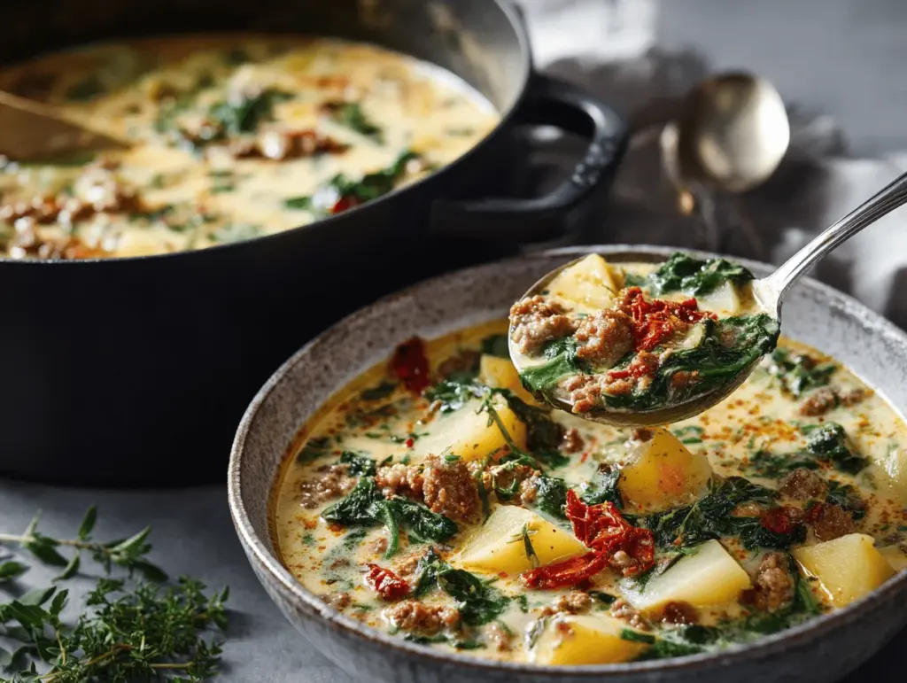creamy Tuscan sausage potato soup - featured image