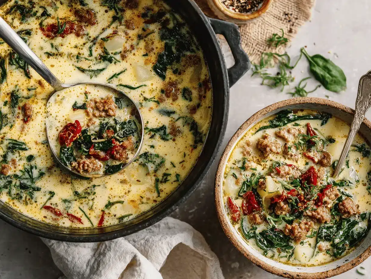 creamy Tuscan sausage potato soup preparation steps