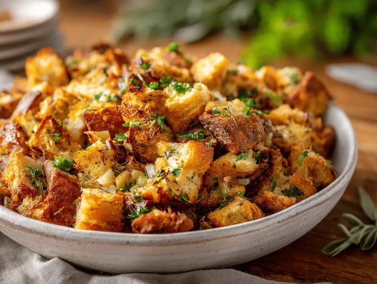 crockpot Thanksgiving stuffing preparation steps