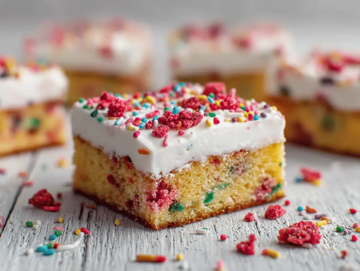 Funfetti Strawberry Shortcake Bars preparation steps