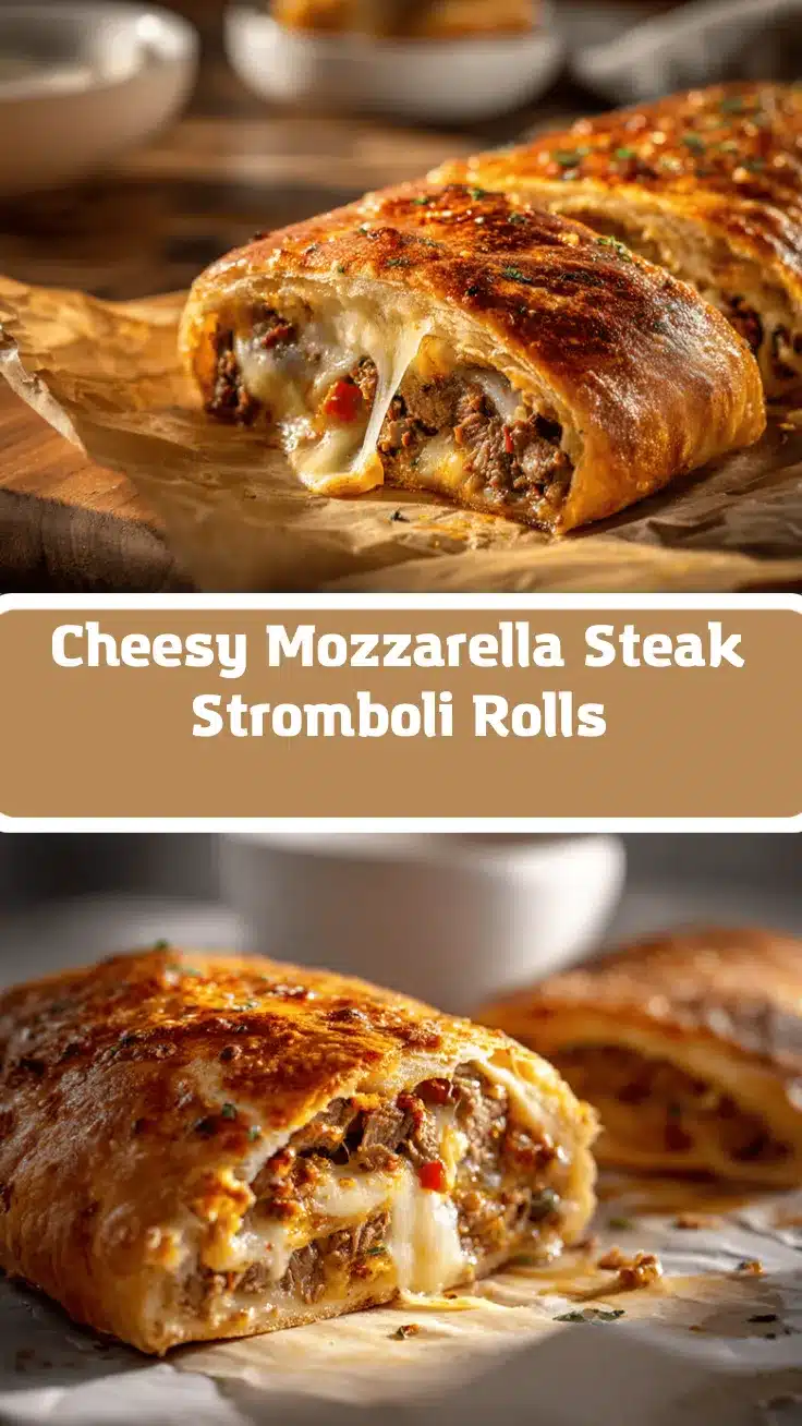 Mozzarella Cheese Steak Stromboli recipe