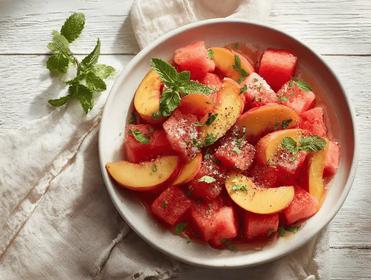 peach watermelon salad preparation steps