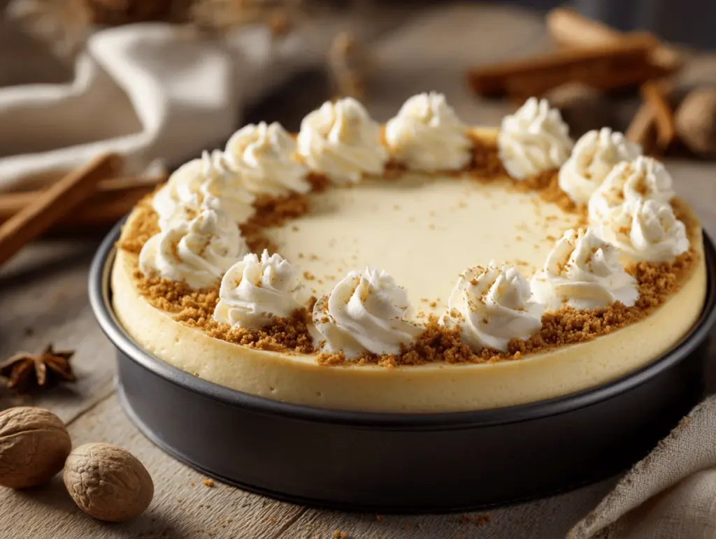 slow cooker eggnog cheesecake - featured image