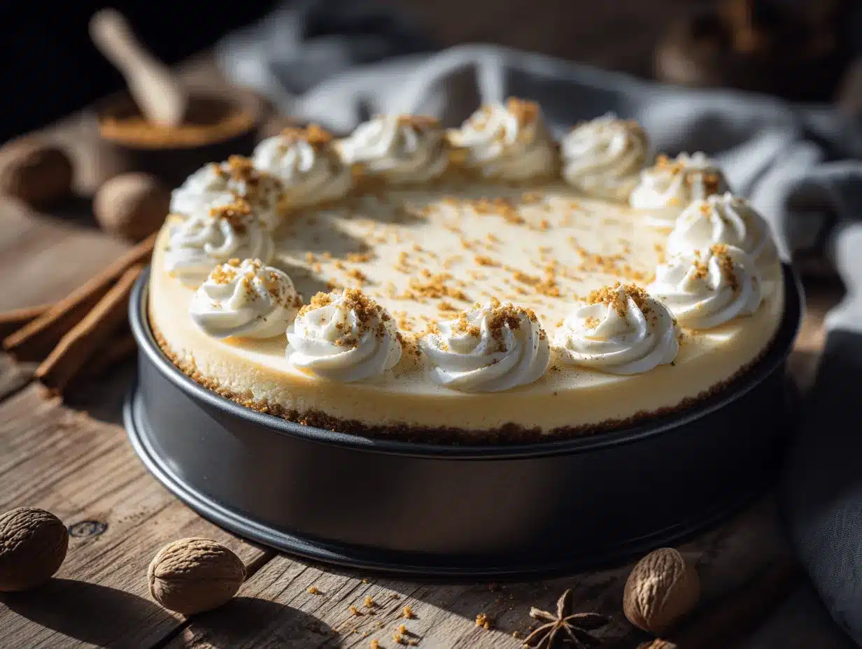 slow cooker eggnog cheesecake preparation steps