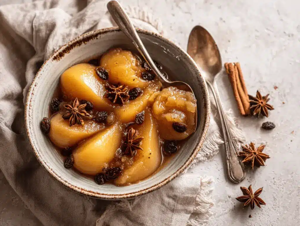 slow cooker spiced pear compote - featured image