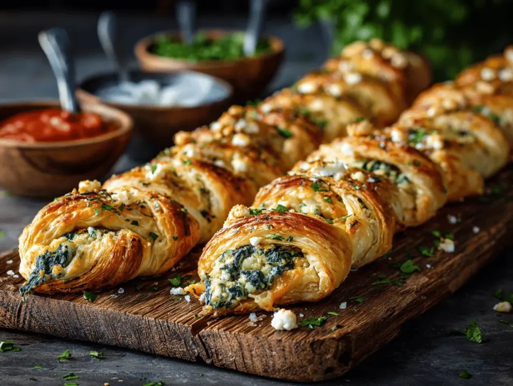 spinach and feta puff pastry twists - featured image