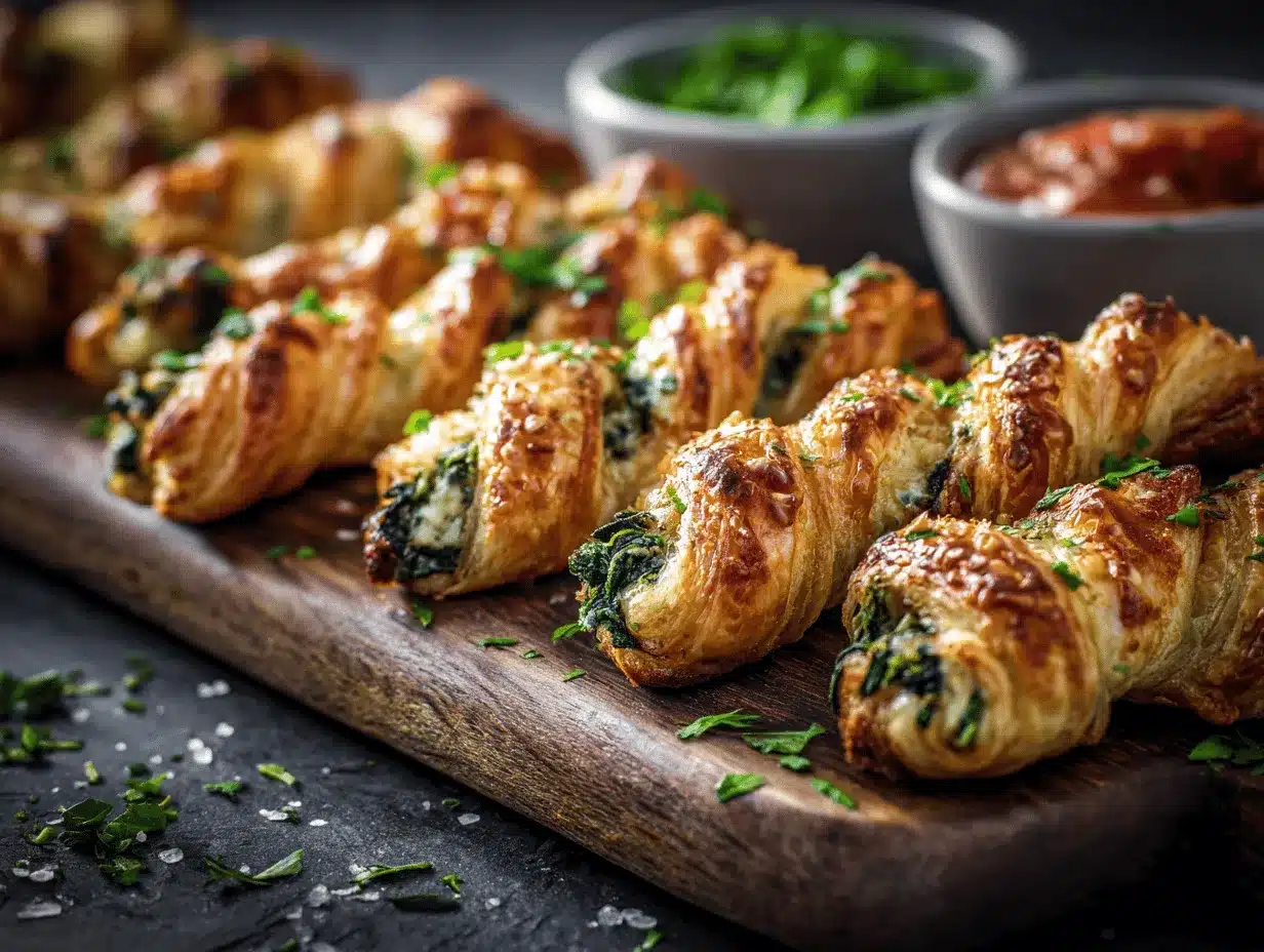 spinach and feta puff pastry twists preparation steps