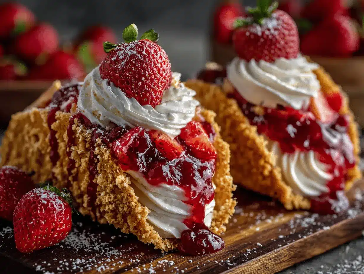 Strawberry Crunch Cheesecake Tacos preparation steps