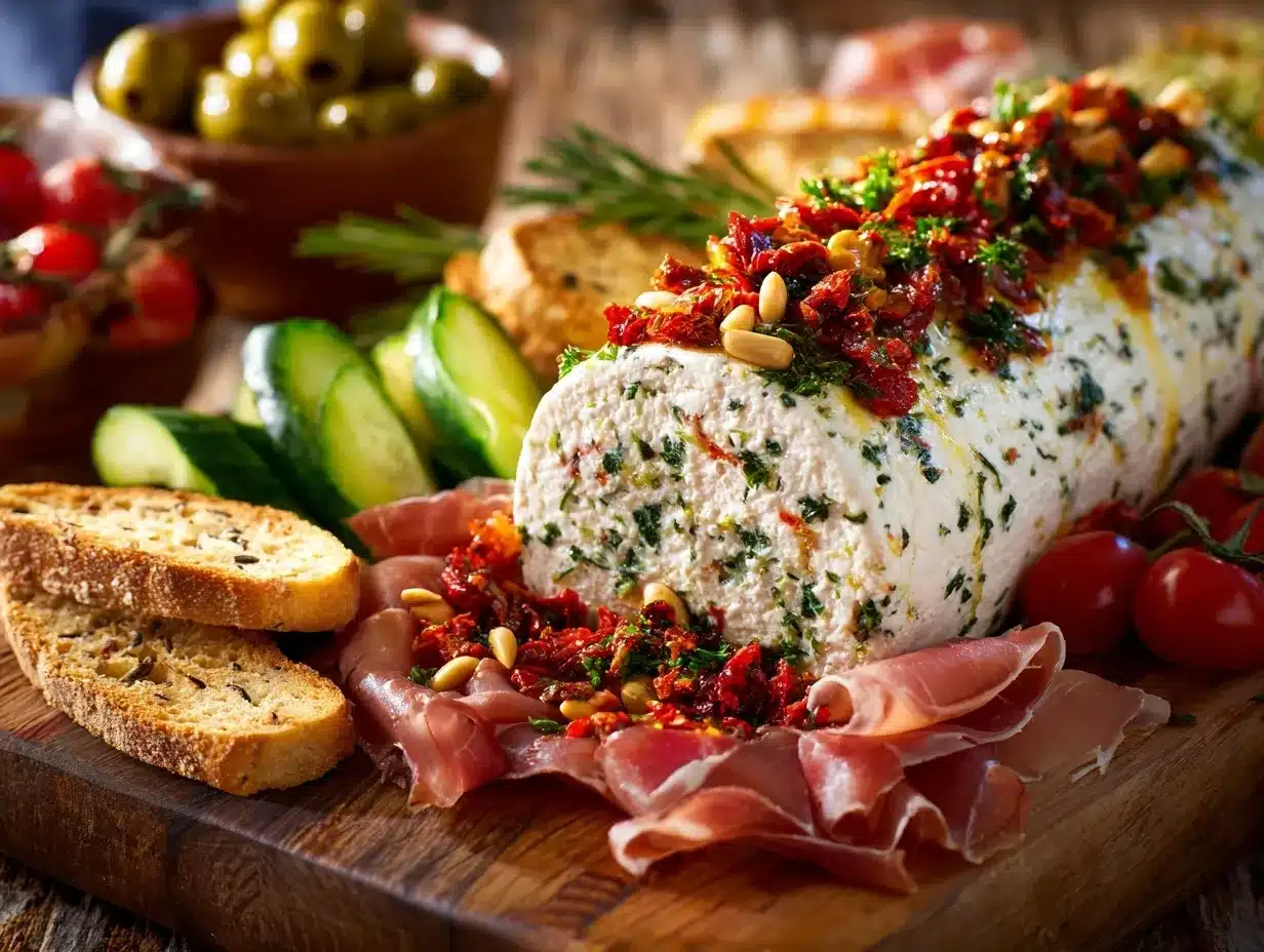 antipasto cream cheese log preparation steps