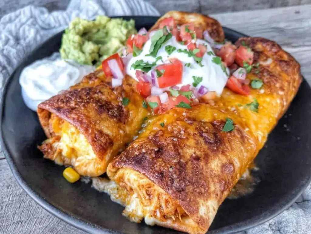 baked chicken chimichangas - featured image