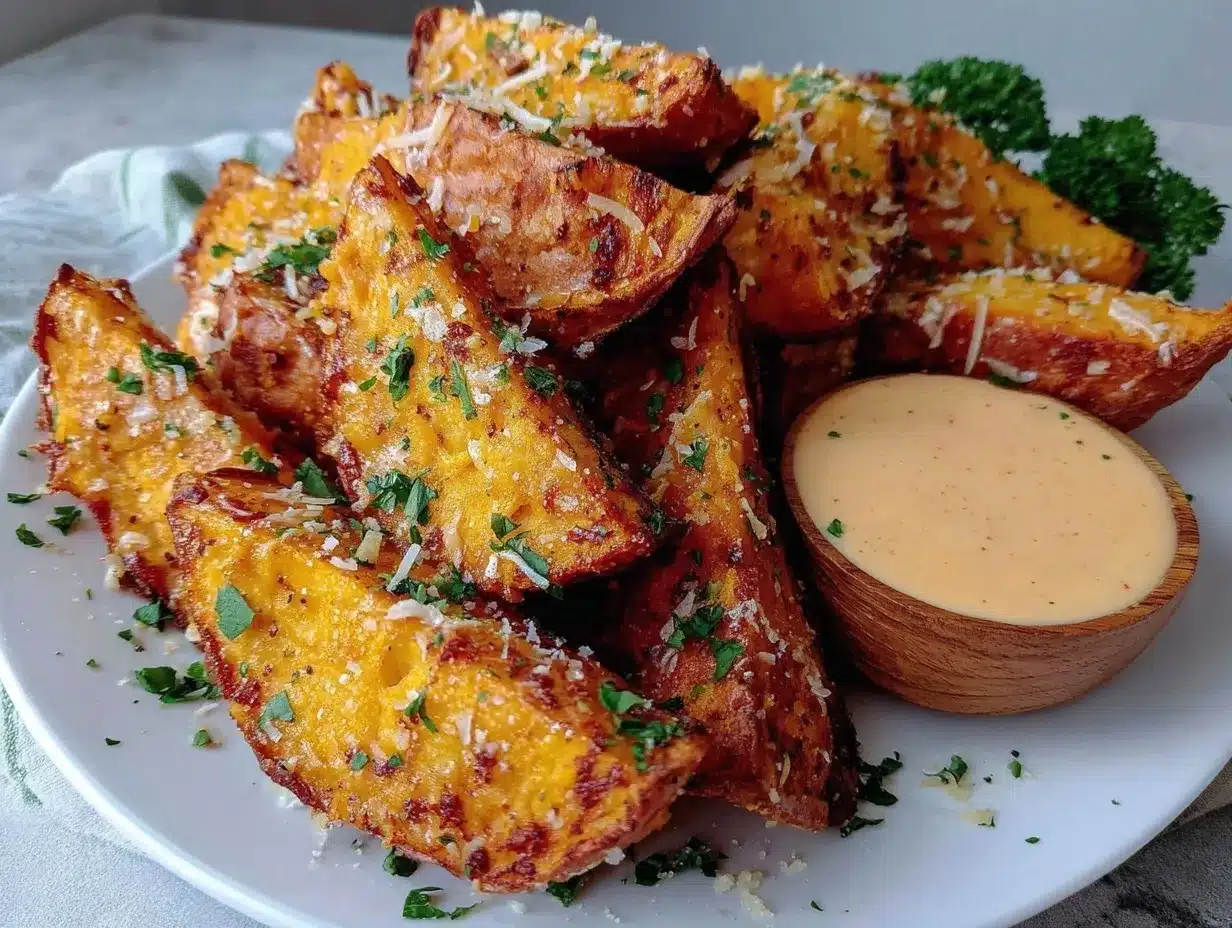 baked garlic parmesan sweet potatoes preparation steps